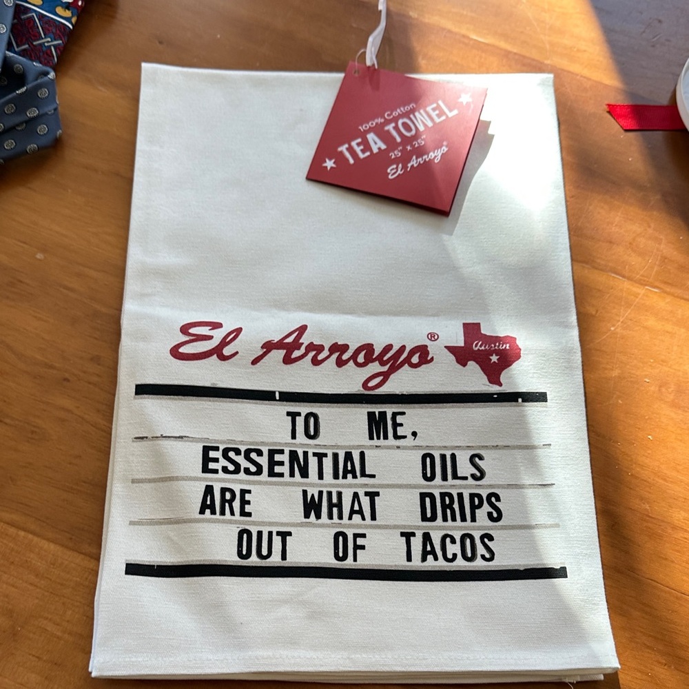 El Arroyo White Tea Towel with Humorous Print